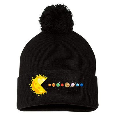 Solar System Funny Planet Sun And Astrology Pom Pom 12in Knit Beanie