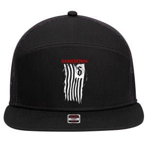 Shinedown Shredded Flag 7 Panel Mesh Trucker Snapback Hat