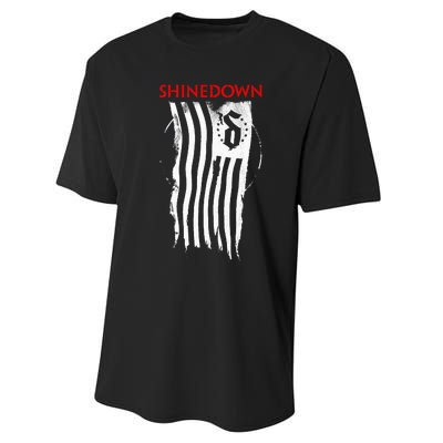 Shinedown Shredded Flag Performance Sprint T-Shirt