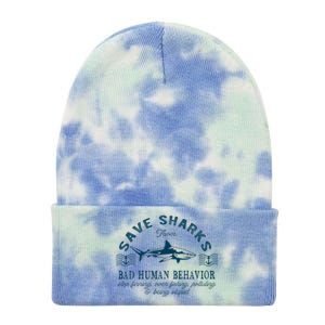 Save Sharks From Bad Human Behavior Blue Nautical Shark Tie Dye 12in Knit Beanie