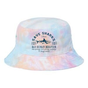 Save Sharks From Bad Human Behavior Blue Nautical Shark Tie Dye Newport Bucket Hat