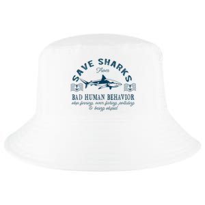 Save Sharks From Bad Human Behavior Blue Nautical Shark Cool Comfort Performance Bucket Hat