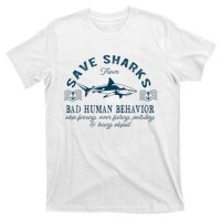 Save Sharks From Bad Human Behavior Blue Nautical Shark T-Shirt