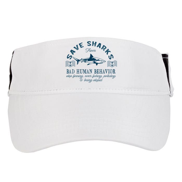 Save Sharks From Bad Human Behavior Blue Nautical Shark Adult Drive Performance Visor