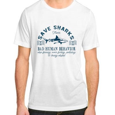 Save Sharks From Bad Human Behavior Blue Nautical Shark Adult ChromaSoft Performance T-Shirt