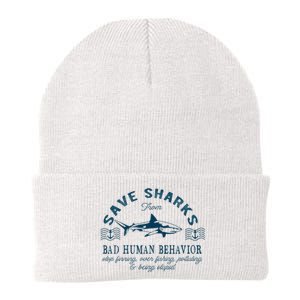 Save Sharks From Bad Human Behavior Blue Nautical Shark Knit Cap Winter Beanie