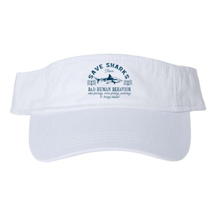 Save Sharks From Bad Human Behavior Blue Nautical Shark Valucap Bio-Washed Visor