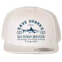 Save Sharks From Bad Human Behavior Blue Nautical Shark Wool Snapback Cap