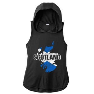 Scotland Scottish Flag Map Pride Ladies PosiCharge Tri-Blend Wicking Draft Hoodie Tank