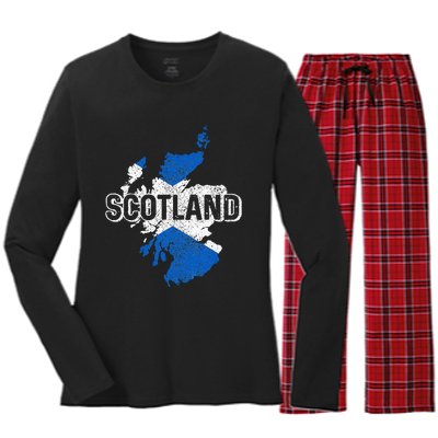 Scotland Scottish Flag Map Pride Women's Long Sleeve Flannel Pajama Set 