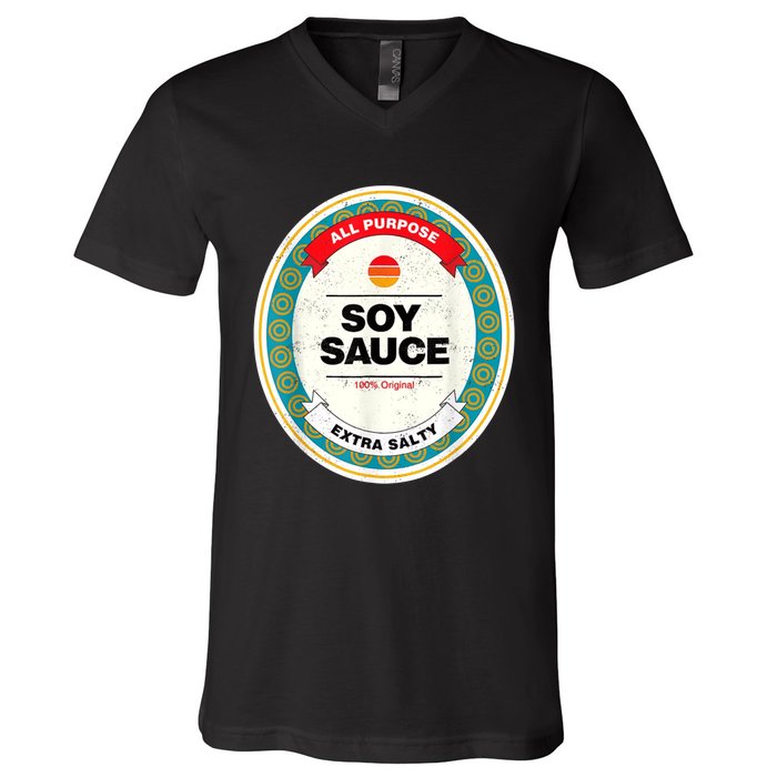 Soy Sauce Funny Costume Vegan Soy Sauce Funny Sushi Matching Group Halloween V-Neck T-Shirt