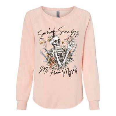 Somebody Save Flora Me Me From Western Myself Skeleton Womens California Wash Sweatshirt