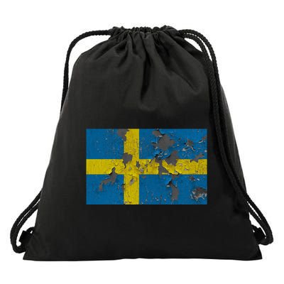 Sweden Stone Flag Drawstring Bag