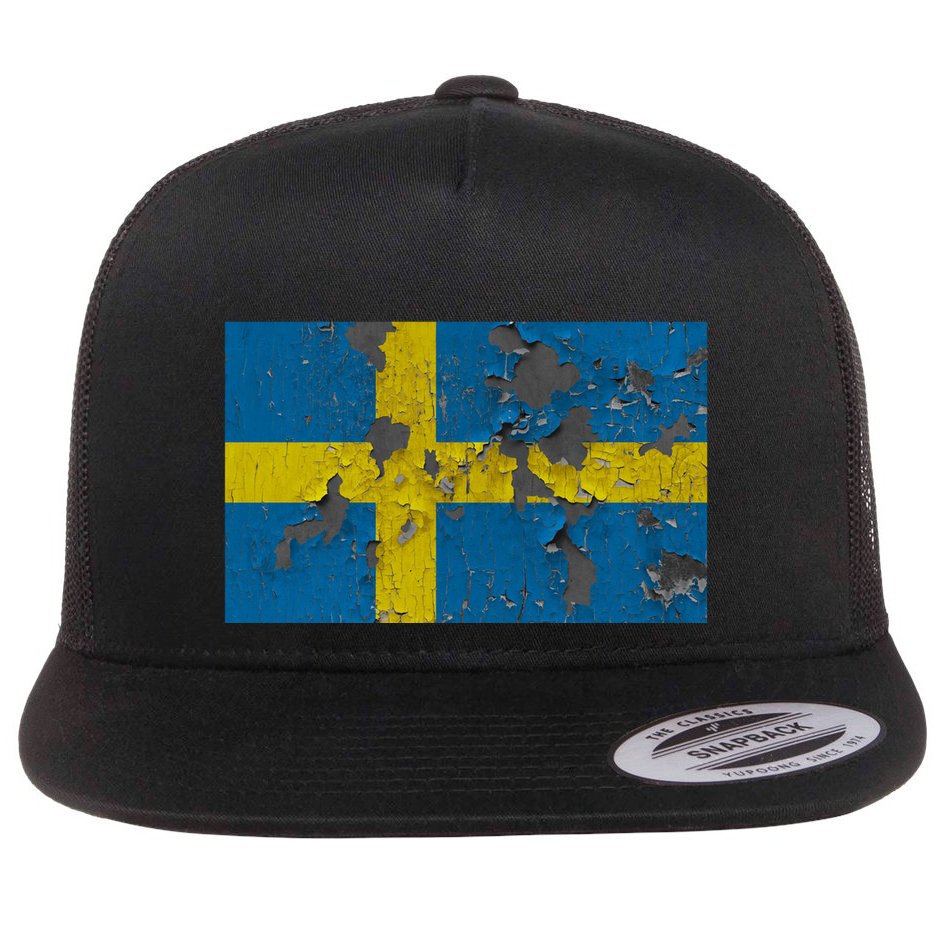 Sweden Stone Flag Flat Bill Trucker Hat