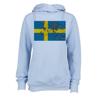 Sweden Stone Flag Womens Funnel Neck Pullover Hood