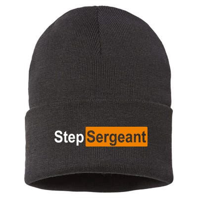 Step Sergeant Funny Military Sustainable Knit Beanie