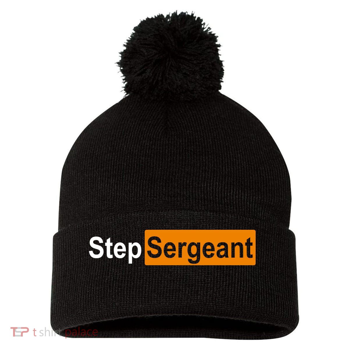 Step Sergeant Funny Military Pom Pom 12in Knit Beanie