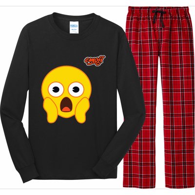 Scared Screaming Face Flat Long Sleeve Pajama Set