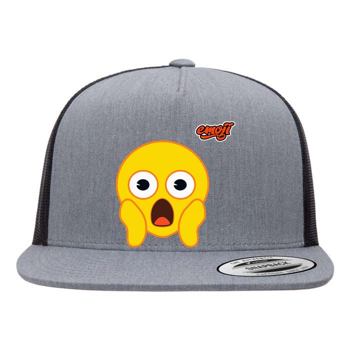 Scared Screaming Face Flat Flat Bill Trucker Hat