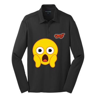 Scared Screaming Face Flat Silk Touch Performance Long Sleeve Polo