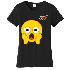 Scared Screaming Face Flat Women's T-Shirt