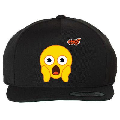 Scared Screaming Face Flat Wool Snapback Cap