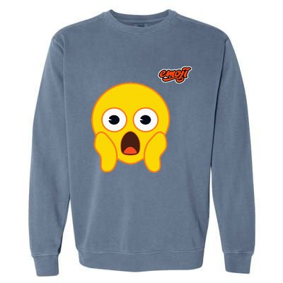 Scared Screaming Face Flat Garment-Dyed Sweatshirt