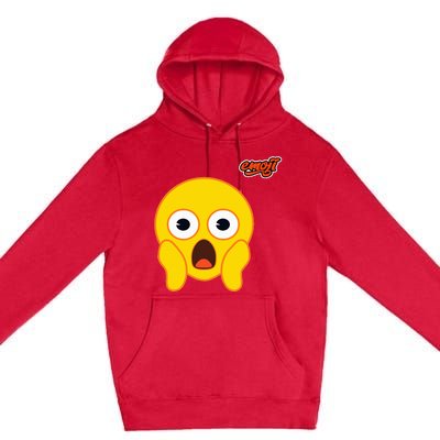 Scared Screaming Face Flat Premium Pullover Hoodie