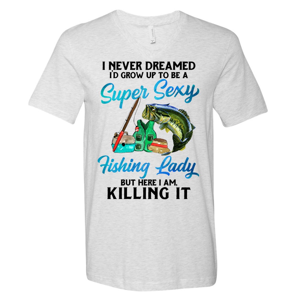 Super Sexy Fishing Lady Fish Lover V-Neck T-Shirt
