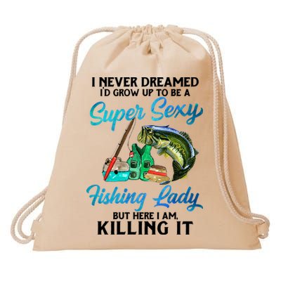 Super Sexy Fishing Lady Fish Lover Drawstring Bag