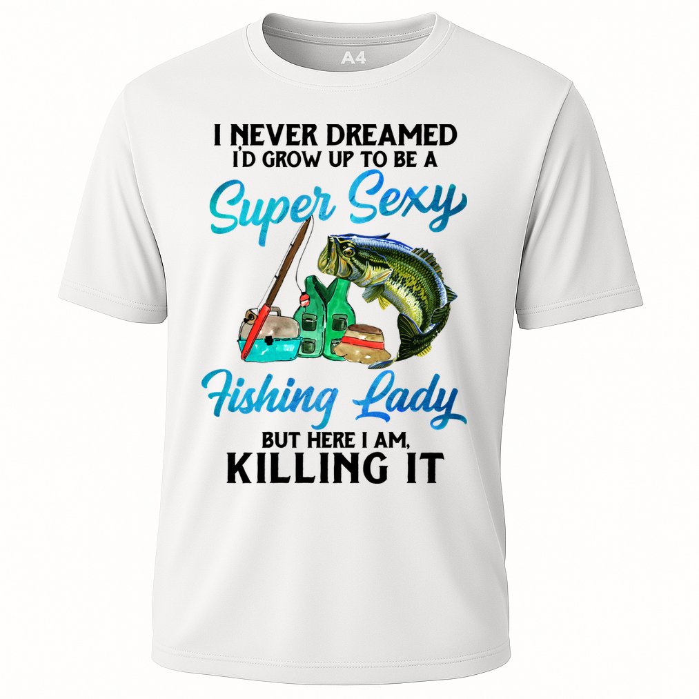 Super Sexy Fishing Lady Fish Lover Cooling Performance Crew T-Shirt