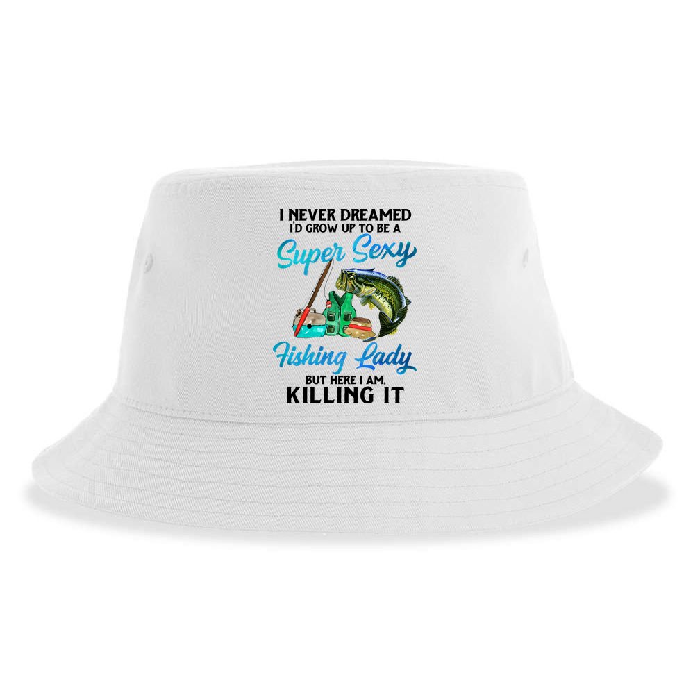 Super Sexy Fishing Lady Fish Lover Sustainable Bucket Hat