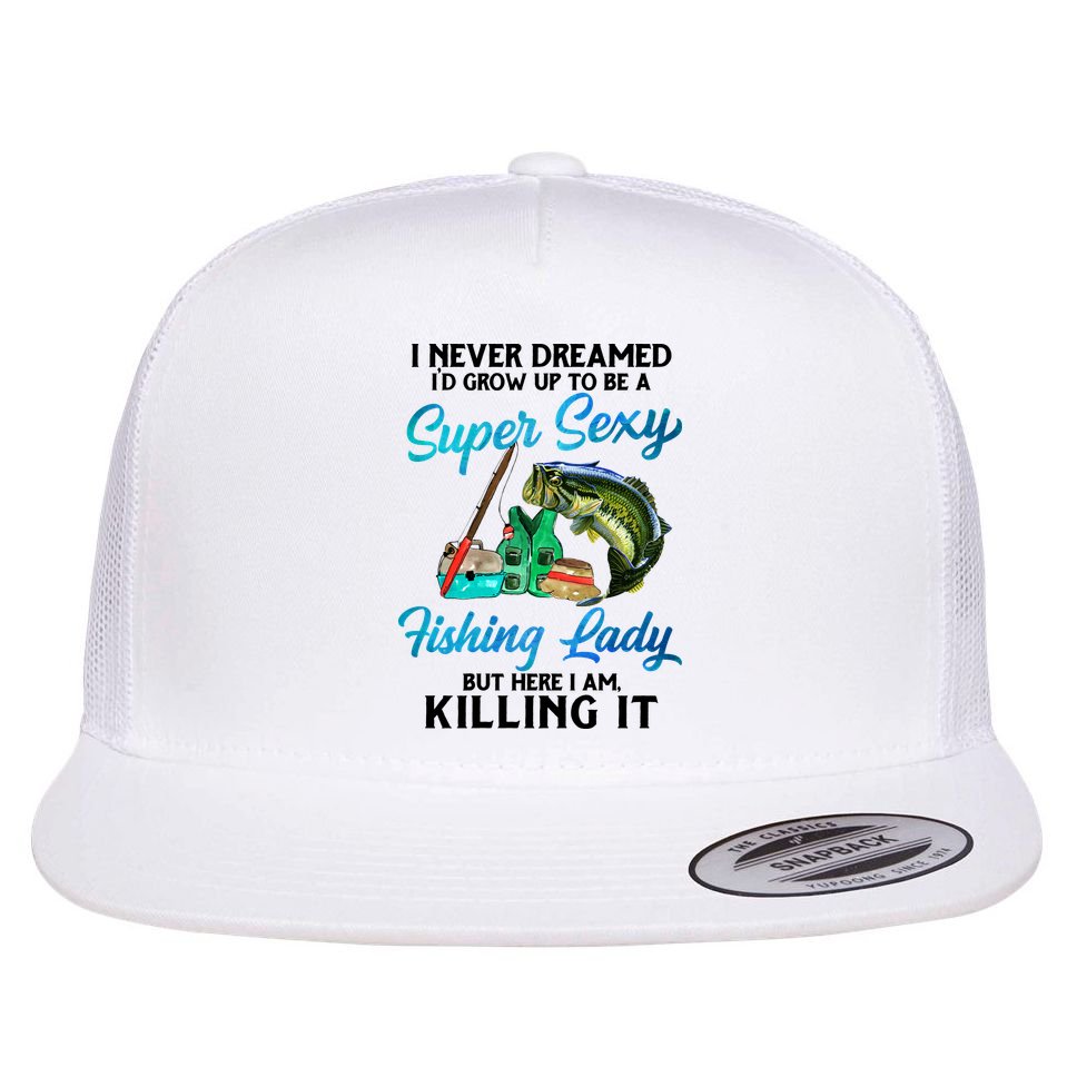 Super Sexy Fishing Lady Fish Lover Flat Bill Trucker Hat
