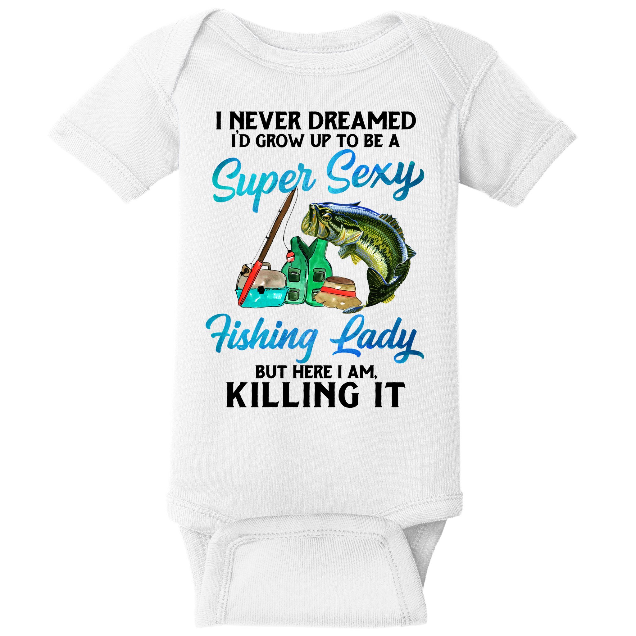 Super Sexy Fishing Lady Fish Lover Baby Bodysuit