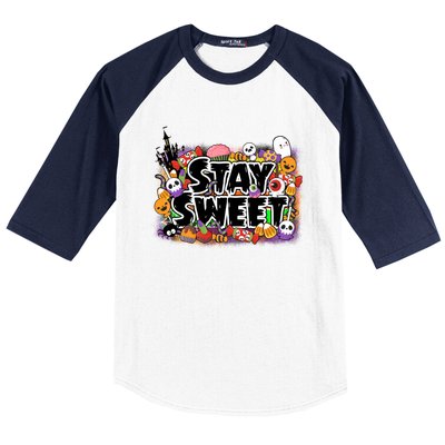 Stay Sweet Funny Halloween Lover Spooky Season Gift Ideas Gift Baseball Sleeve Shirt