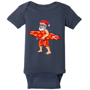 Surfing Santa For Hawaiian Surf Christmas Baby Bodysuit