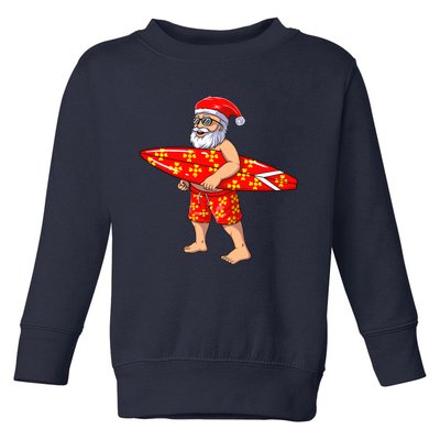 Surfing Santa For Hawaiian Surf Christmas Toddler Sweatshirt