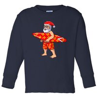 Surfing Santa For Hawaiian Surf Christmas Toddler Long Sleeve Shirt