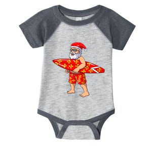 Surfing Santa For Hawaiian Surf Christmas Infant Baby Jersey Bodysuit