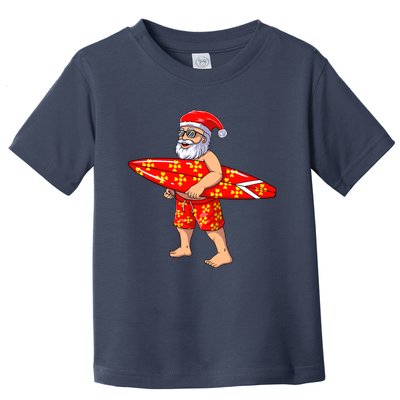 Surfing Santa For Hawaiian Surf Christmas Toddler T-Shirt