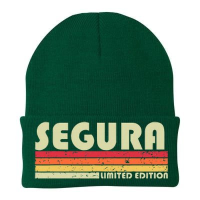 Segura Surname Funny Retro Vintage 80s 90s Birthday Reunion Knit Cap Winter Beanie