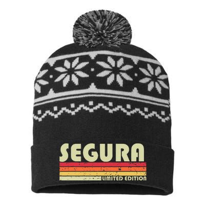 Segura Surname Funny Retro Vintage 80s 90s Birthday Reunion USA-Made Snowflake Beanie