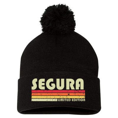 Segura Surname Funny Retro Vintage 80s 90s Birthday Reunion Pom Pom 12in Knit Beanie