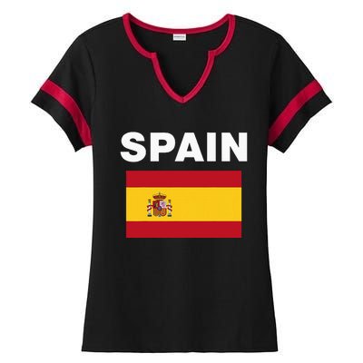 Spain Spanish Flag Heritage Ladies Halftime Notch Neck Tee