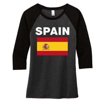 Spain Spanish Flag Heritage Women's Tri-Blend 3/4-Sleeve Raglan Shirt