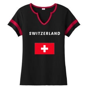 Switzerland Swiss Flag Ladies Halftime Notch Neck Tee