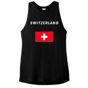 Switzerland Swiss Flag Ladies PosiCharge Tri-Blend Wicking Tank