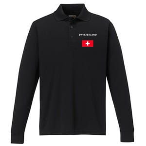 Switzerland Swiss Flag Performance Long Sleeve Polo