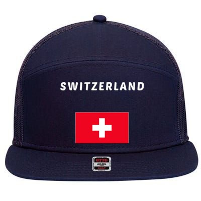 Switzerland Swiss Flag 7 Panel Mesh Trucker Snapback Hat