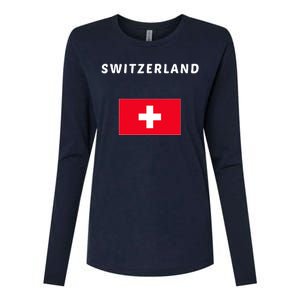 Switzerland Swiss Flag Womens Cotton Relaxed Long Sleeve T-Shirt